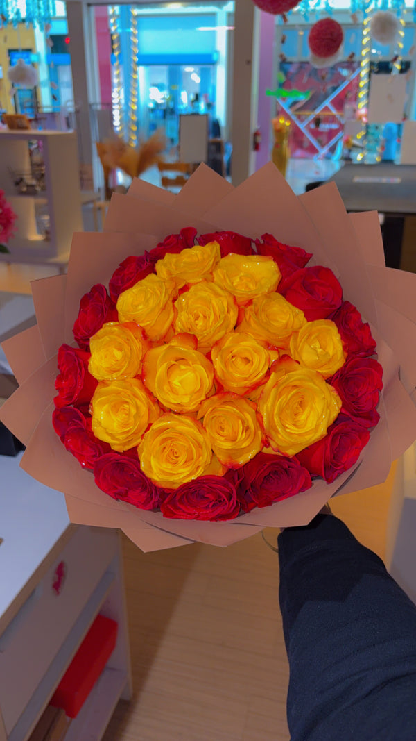 Fresh 25ct Rose Bouquet (Red + Yellow)