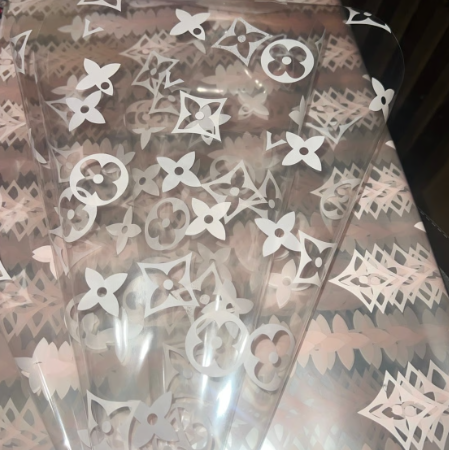 (louis Vuitton Pattern) Transparent Pink Waterproof Wrapping Paper